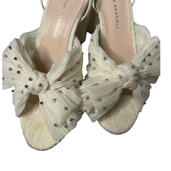Loeffler Randall Camellia Pearl Rhinestone Pleated Heels sz 6B - Picture 6 of 16
